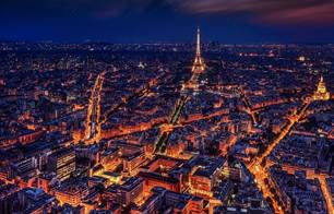 Paris France Eiffel Tower Night Night Pari