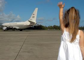 Child Waving Goodbye, Departure, Plane