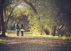 Children, Kids, Walking, Strolling, Path